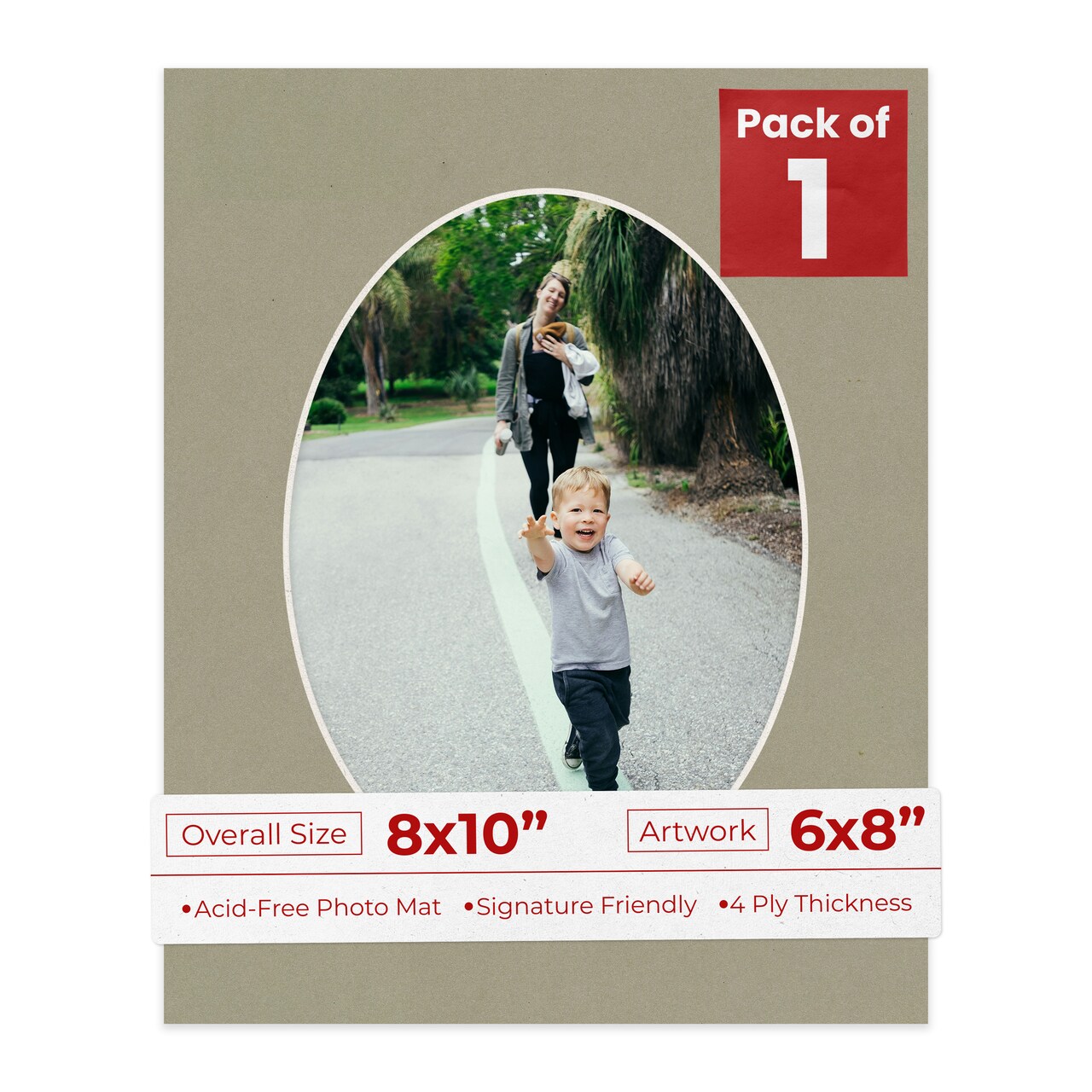 Umber Green Mat Board for 8x10 Frames - Oval Opening for 6x8 Photos